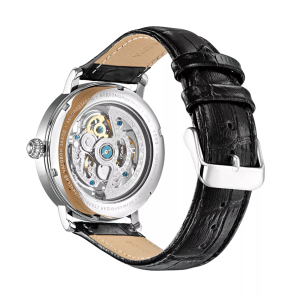 Mikhail Moskvin "Elegance" self-winding Mechanical Wristwatch in silver with Black Strap