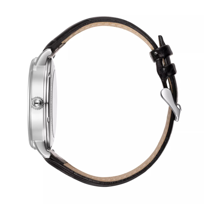 Mikhail Moskvin "Elegance" self-winding Mechanical Wristwatch in silver with Black Strap