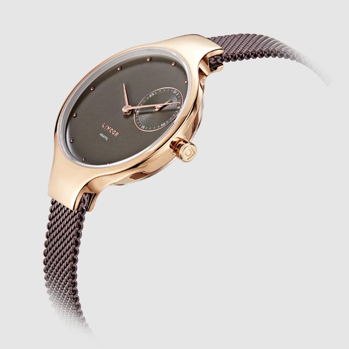 Lincor Uni Gold Quartz Wrist Watch with Burgundy Strap