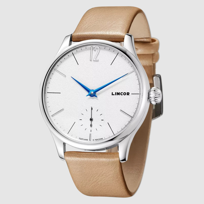 Lincor Uni Mechanical Wristwatch with Light Brown Strap