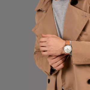 Lincor White Quartz Wrist Watch with Beige Strap