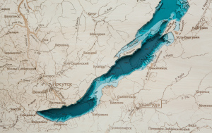 Карта деревянная многослойная "Карта озера Байкал №2" на заказ