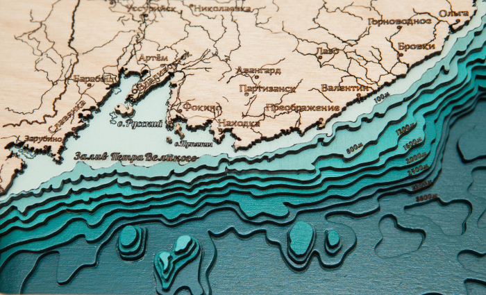 Карта деревянная многослойная "Карта Приморский край №1" на заказ