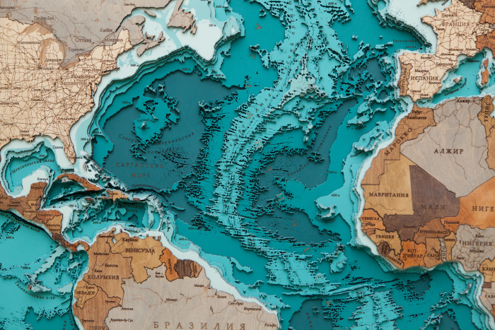 Карта деревянная многослойная "Карта Мира №5 Премиум" на заказ