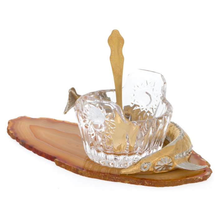 Caviar bowl on agate "Sturgeon"