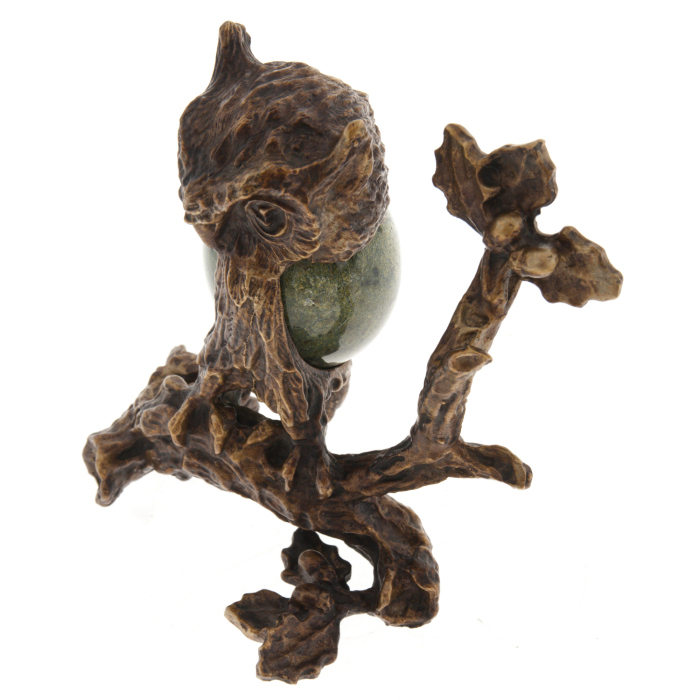 Bronze sculpture "Owl on a branch"