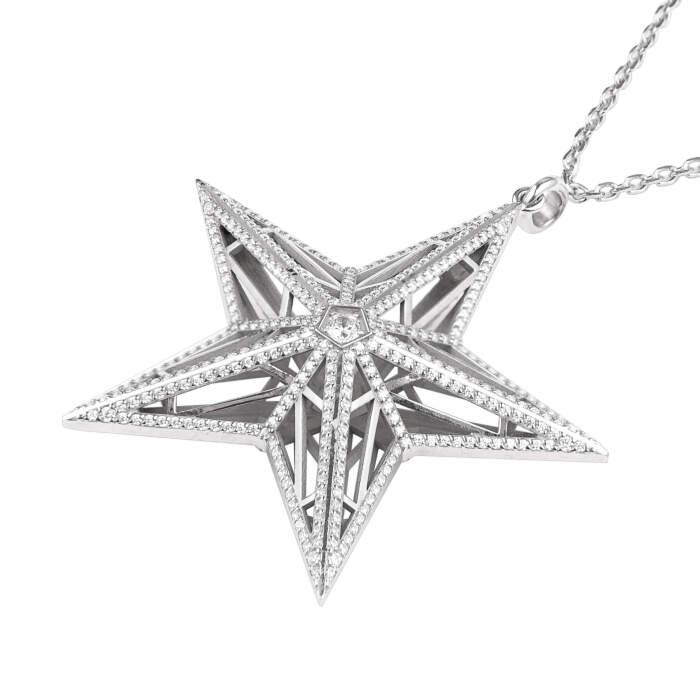Star pendant made of silver with cubic zirconia