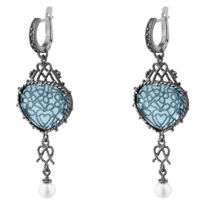Gingerbread earrings made of silver with citall, blue