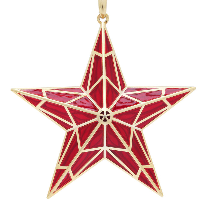 Star pendant made of silver with gilt and enamel, red