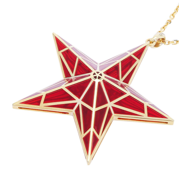 Star pendant made of silver with gilt and enamel, red