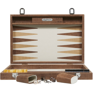 Exclusive backgammon set "Alain" made of leather, beige, large