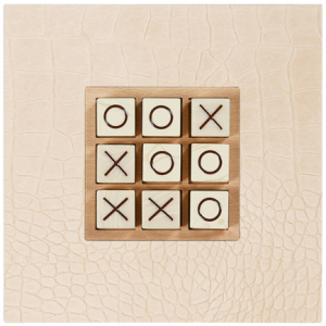 Exclusive board game "Tic Tac Toe" made of leather, beige