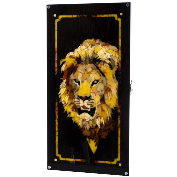 Backgammon made of stained oak and amber "Lion"