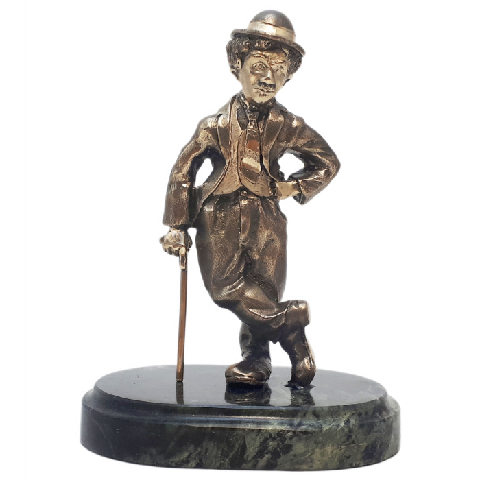 Bronze and serpentine statuette "Charlie Chaplin"