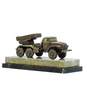 Souvenir made of bronze, marble and coil "Multiple launch rocket system"