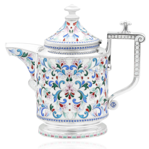 Silver creamer "Feu" with enamel