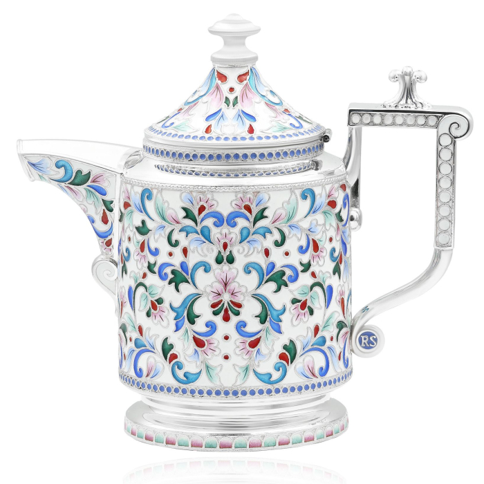 Silver creamer "Feu" with enamel