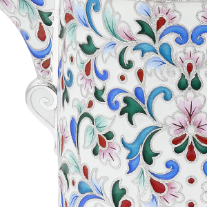 Silver creamer "Feu" with enamel