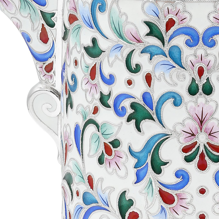 Silver creamer "Feu" with enamel