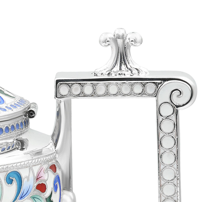Silver creamer "Feu" with enamel