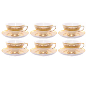 Набор чайных пар Falkenporzellan "Creme Gold" на 6 персон