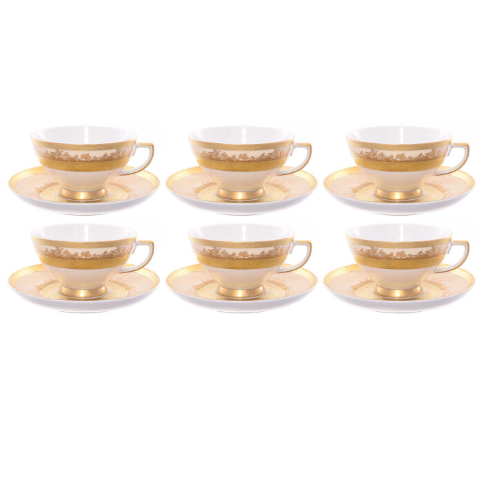 Набор чайных пар Falkenporzellan "Creme Gold" на 6 персон