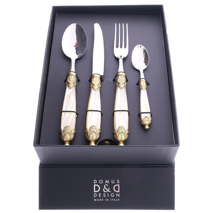 Набор столовых приборов Siena Antique Gold Champagne Steel на 6 персон, 24 предметов