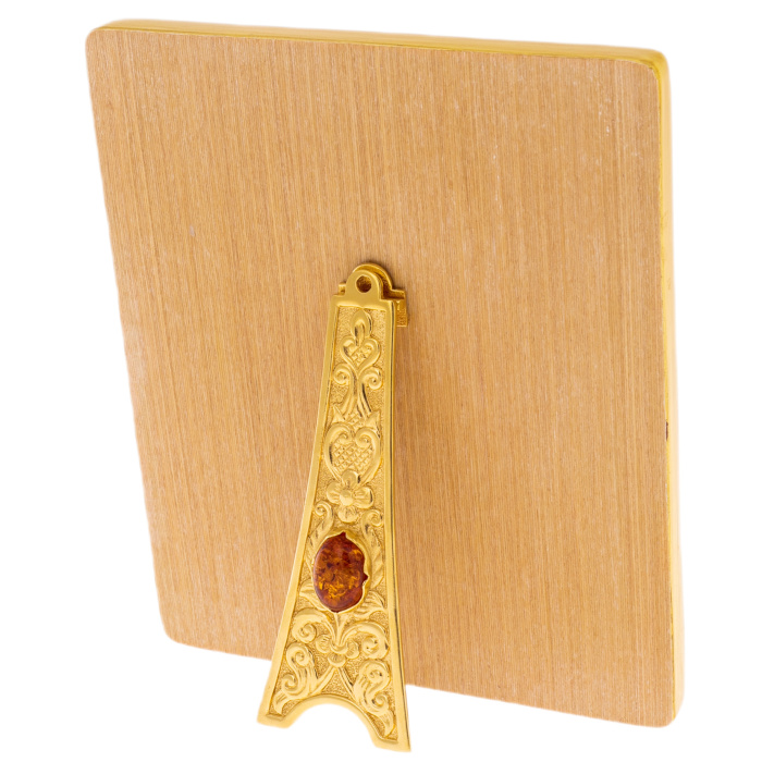 Mother-of-pearl icon "Our Lady of Vladimir" in a gold frame with embossing