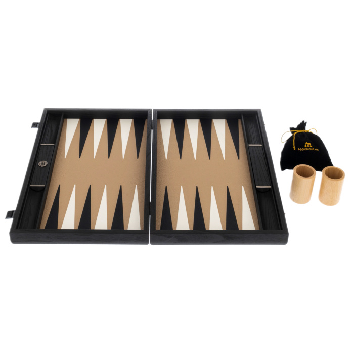 Backgammon made of veneer and leather "Manopoulos" coffee brown