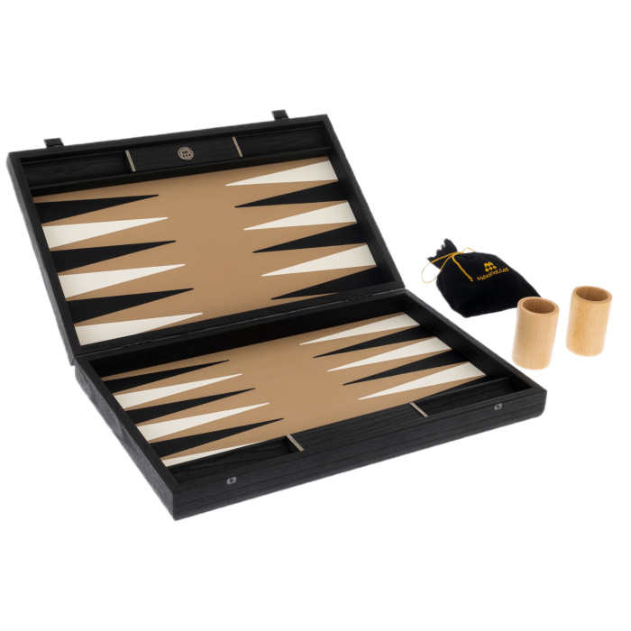 Backgammon made of veneer and leather "Manopoulos" coffee brown