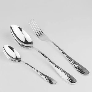 Silver table set "Forged droplet" : fork, spoon, teaspoon, for 1 person