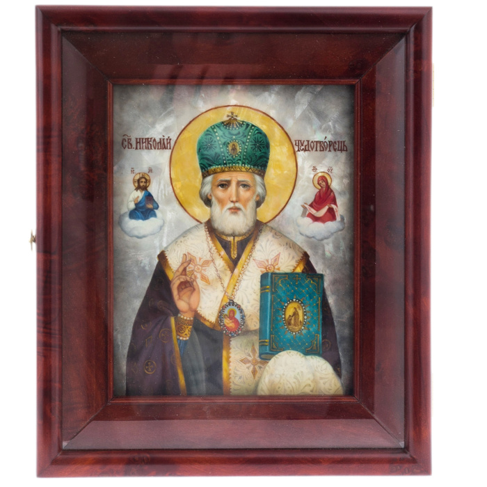 Icon of St. Nicholas the Wonderworker with mother of pearl