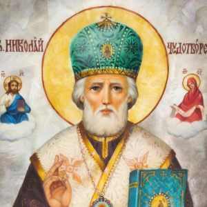 Icon of St. Nicholas the Wonderworker with mother of pearl