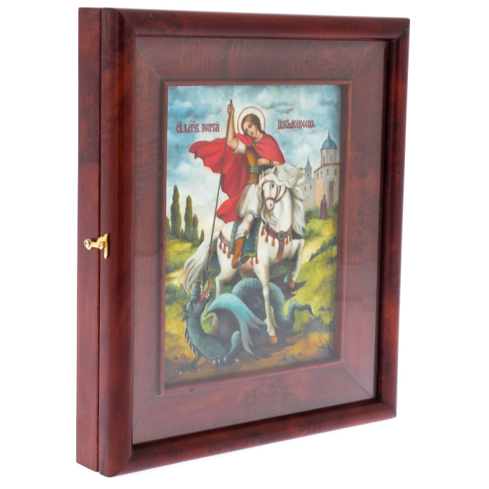 Icon of St. George the Victorious with mother of pearl