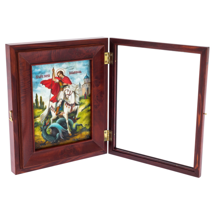 Icon of St. George the Victorious with mother of pearl
