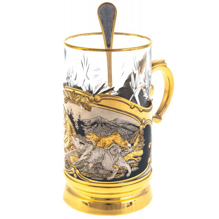 Cup holder "Bear hunting" Zlatoust